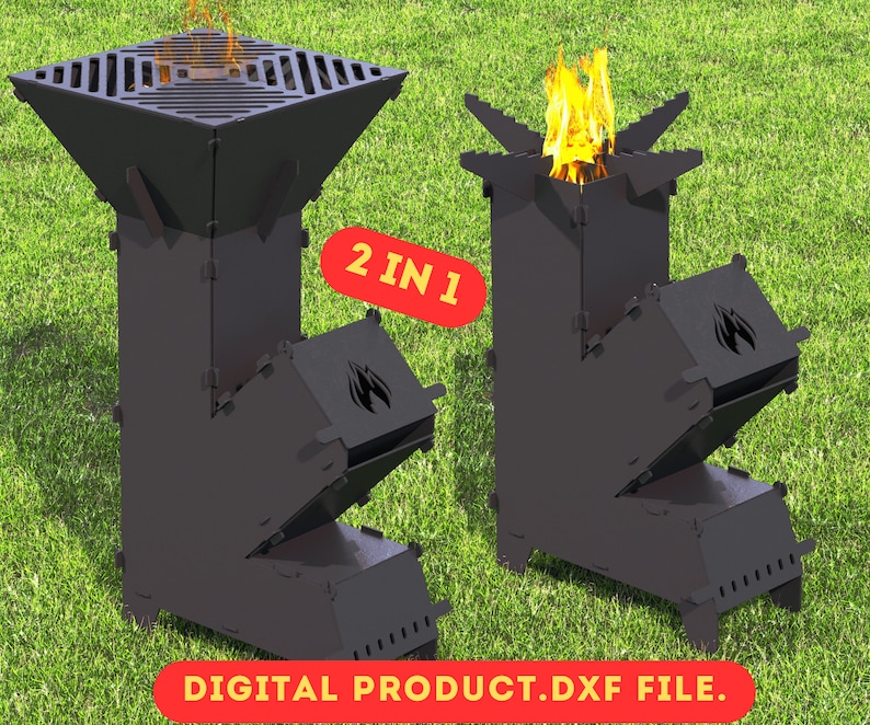 Rocket Stove Fire Pitgrill BBQ Barbecue Dxf Files for Etsy