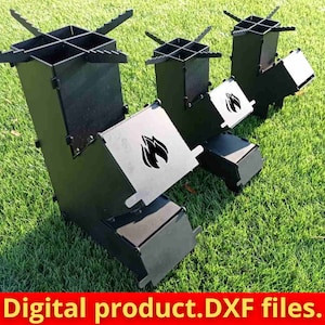 Bundle 3 pcs.Rocket Stove,Fire Pit,Mangal BBQ Barbecue Dxf,SVG files for plasma,Grill,Mangal Collapsible,Foldable,Plasma,Laser,Camping.