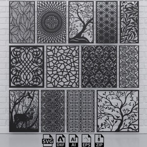 Kamerverdeler, privacyscherm, decoratief paneel, stencil, handmuur, laser, CNC, plasma, Cricut snijden Svg, Dxf, Ai, Eps