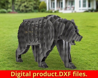 Bear BBQ DXF,SVG cnc animal templates, flower stand,Pit cnc laser and plasma cutting plan.