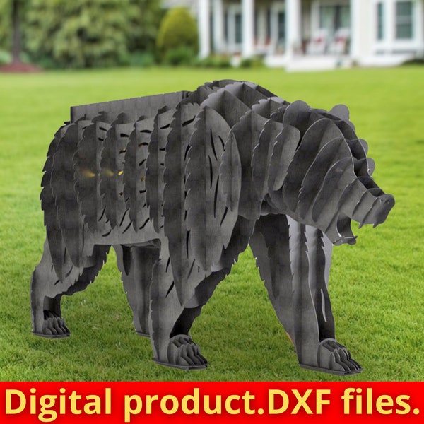 Bear BBQ DXF,SVG cnc animal templates, flower stand,Pit cnc laser and plasma cutting plan.