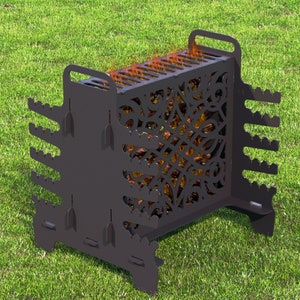 Parrilla de kebab shawarma vertical a carbón DXF, archivos SVG para láser de plasma, láser o para máquinas CNC, barbacoa portátil, hágalo usted mismo.