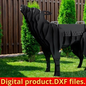 WOLF bbq cnc animal templates,flower stand,cnc laser and plasma cutting plan,DXF,SVG file