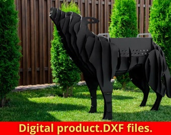 WOLF bbq cnc animal templates,flower stand,cnc laser and plasma cutting plan,DXF,SVG file