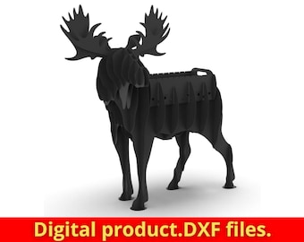Elk BBQ cnc animal templates, flower stand, cnc laser and plasma cutting plan, dxf file.