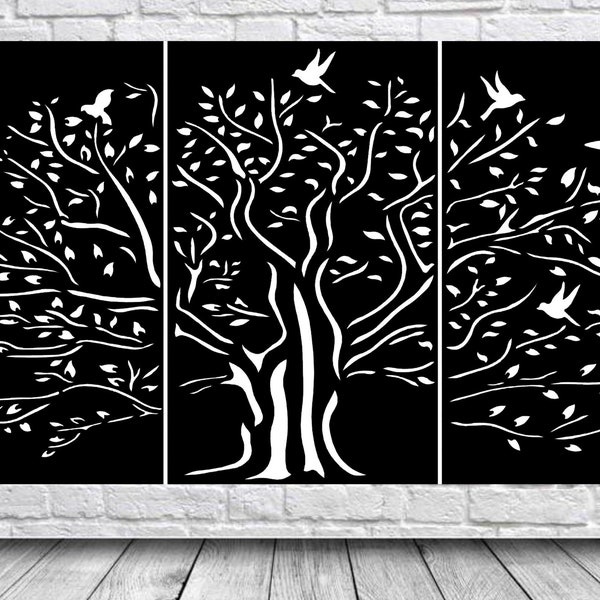 Panel 003, Panel tree. Vector files, for laser cutting,DXF,SVG digital files.