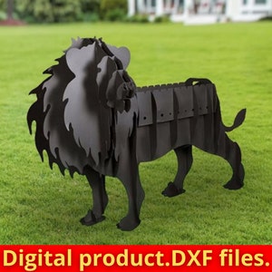 LION BBQ cnc animal templates, flower stand, cnc laser and plasma cutting plan, dxf file