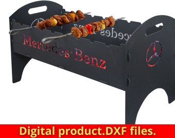 Fire pit with fire, grill DXF files for plasma, laser, CNC, Fire Pit. DIY