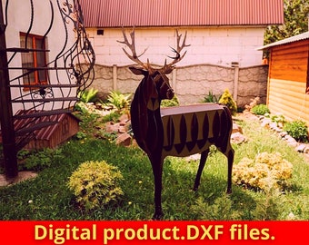 DEER BBQ cnc animal templates, flower stand, cnc laser and plasma cutting plan, dxf file