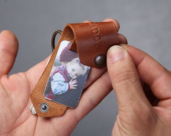 Kerstcadeau, gepersonaliseerd cadeau voor hem Sleutelhouder met jouw foto, gepersonaliseerde fotosleutelhanger, aangepaste fotosleutelhanger, beste cadeau voor papa