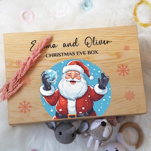 Personalised Traditional Santa Christmas Eve Box - Xmas Eve Box - Christmas Eve Treat Box - Personalised Wooden Christmas Eve Box for Kids