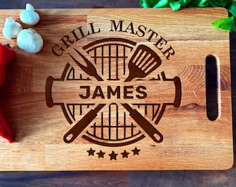Personalized Grill Master Cutting Board, Gift For Him, Bbq Cutting Board, Gift for Husband, Birthday Gift for Him, Fathers Day Gift for Him