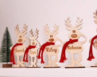 Personalized Reindeer - Place Names Wooden - Reindeer Ornament - Christmas Reindeer Decor - Family Christmas Gifts - Gift for Mom Dad Kids