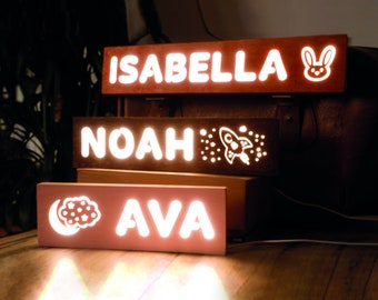 Gepersonaliseerde babynachtlampje peuter - aangepast babycadeau - naam licht nacht - personaliseer kindercadeau - babyjongen - babylamp - naambordje kinder