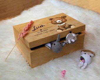 Aangepaste houten babydoos - aandenken babydoos - cadeau pasgeboren baby - houten kist met naam - cadeau geboortestatistieken - cadeau nieuwe moeder - cadeau voor neefje