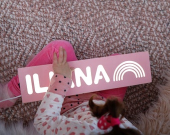 Gepersonaliseerde naamlampje, nieuw babycadeau, houten speelgoed, babyshower, kerstcadeaus voor kinderen, houten peuterspeelgoed, eerste verjaardag