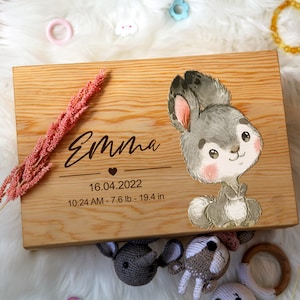 Caja de madera para recuerdos de bebés con nombre - Regalos para bebés recién nacidos - Caja de bienvenida para bebés - Caja de recuerdos para bebés - Regalo de nacimiento para bebés - Regalos para baby shower - Regalo para tía