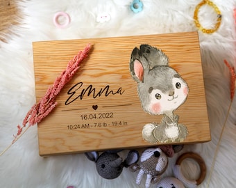 Gepersonaliseerde houten babyherinneringsdoos – cadeau nieuwe baby