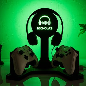 Personalized Controller and Headphone Stand / Gift for Gamers / RGB Controller and Headset Holder / Headset Stand / PS/XBOX Gamer Nickname