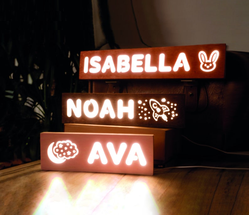 Personalized Baby Toddler Night Light Custom Baby Gift Name Light Night Personalize Kids Gift Baby Boy Baby Lamp Kids Name Sign image 1