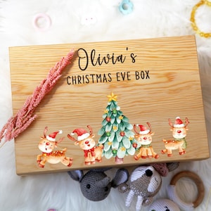 Personalised Santa Christmas Eve Box | Xmas Eve Box | Christmas Eve Treat Box | Customizable Wooden Christmas Eve Box, Traditional Santa Box