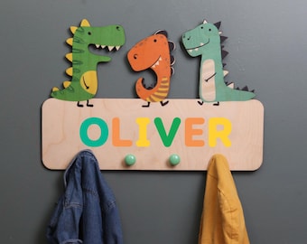 Muurhaak dinosaurus, gepersonaliseerde kinderkamerdecoratie, verjaardagscadeau baby