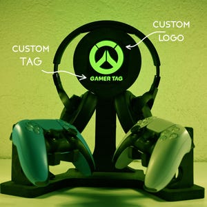 Personalisierter Kopfhörer & Controller Ständer - Personalisiertes Gamer Tag Display - Pro Gamer Dad - Gaming Addict - Joybus Junkie