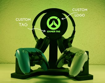 Aangepaste hoofdtelefoon- en controllerstandaard - gepersonaliseerde gamertagweergave - Pro Gamer Dad - Gaming Addict - Joystick Junkie
