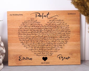 Aangepaste songteksten houtkunst bruiloft lied songtekst kunst verjaardagscadeau voor man verjaardagscadeau voor moeder vrouw gepersonaliseerde cadeaus voor koppels