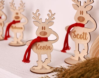 Personalised Wooden Christmas Reindeer Decor with Name - Rustic Decor - Rustic Christmas Decor - Christmas Table Decorations - Xmas Decor