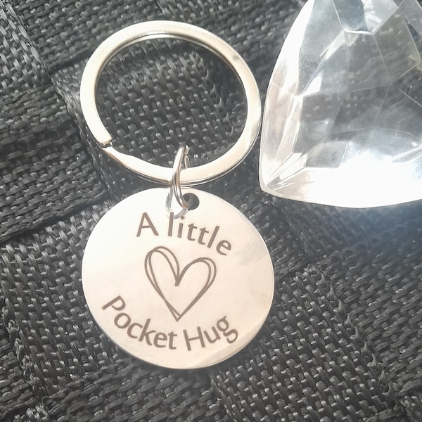 A Little Pocket Hug Keyring Friend, Birthday, Special Person Gift, Bag Charm, Inspirational Quote, Mental Health, Love Message