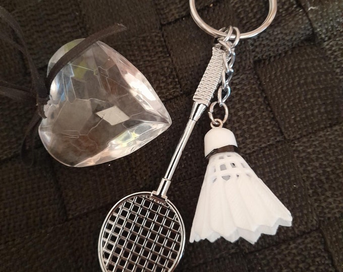 Badminton Racket Personalised Keyring/ Keychain, Silver, Gift, Sports ...
