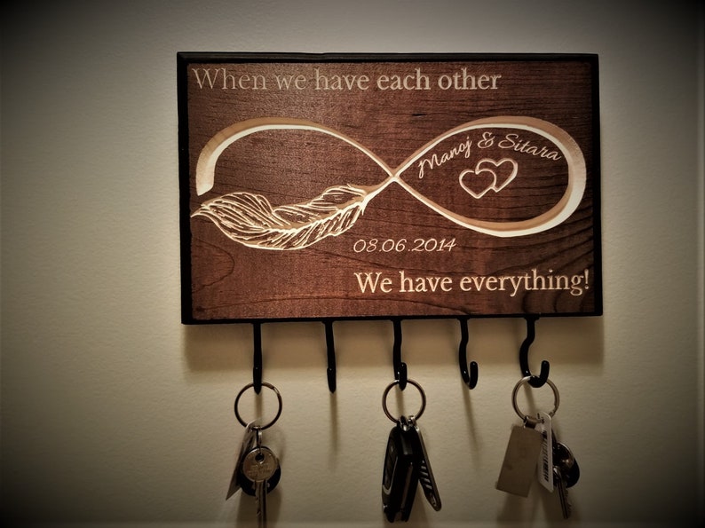Housewarming Gift Infinity with leaf Key Hooks Key Holder For Wall Custom Key Holder Living Room D\u00e9cor Personalized Key Holder