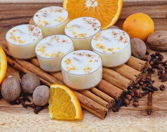 Spiced Orange Scented Soy Wax Tea Light Candles