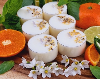 Lime, Basil & Mandarin Scented Soy Wax Tea Light Candles