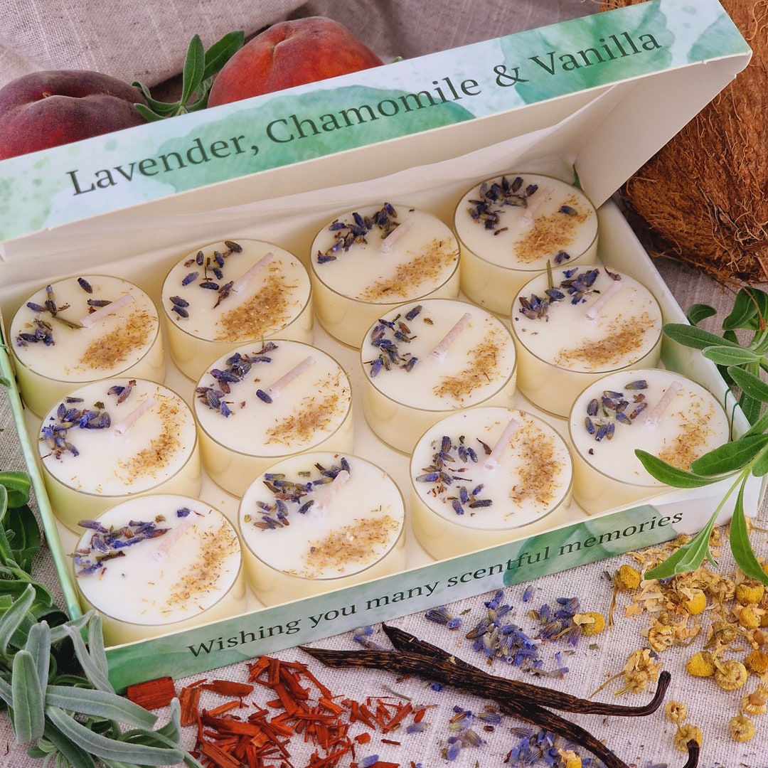 Lavender Chamomile Vanilla Scented Soy Wax Tea Light Candles | 12 ...