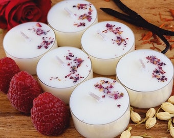 Velvet Rose and Oud Scented Soy Wax Tea Light Candle