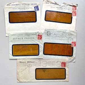 NUEVO STOCK Inusuales sobres y cartas de ventana francesa vintage de los años 1930 Elaboración de accesorios para diarios basura efímeras