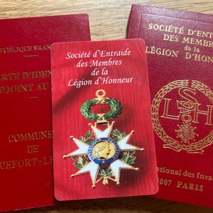 NIEUW VOORRAAD Zeldzame Legion d'Honneur Franse ID-lidmaatschapskaarten Foto's Oud papier Efemere