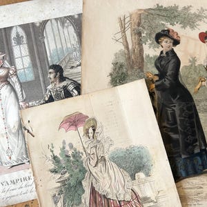 NOVO ESTOQUE 3 Shabby Lovely 1862 Coleção antiga de estampas de moda feminina francesa Papel antigo efêmera