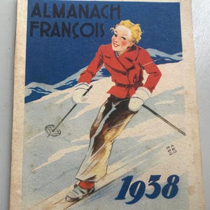 NOVO ESTOQUE Lindo diário francês vintage original de 1938, papel para agenda, acessório para diário efêmero