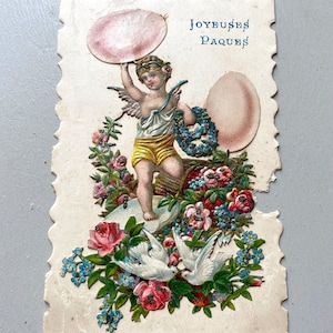 STOCK NEUF Belle collection ancienne de jolies cartes postales de Pâques de découpage des années 1900, manuscrites anciennes sur papier éphémères