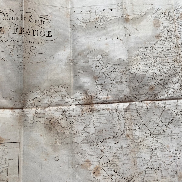 NEW STOCK Rare Antique 1830’s Small French Leather Geography Atlas Maps Typed  Book Old Paper Ephemera