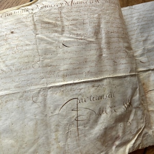 NEW STOCK STUNNING Large Rare 1692’s Antique French Documents Handwritten Vellum Parchment Old Paper Ephemera