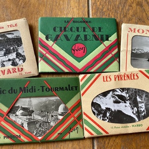 Linda coleção francesa de 5 pequenos livretos de 50 fotos, cartões postais, lembranças francesas, itens antigos de papel