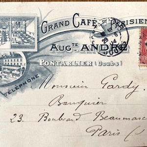 NOUVEAU STOCK beaux timbres originaux de carte postale française de Paris 1904 Paris adresse bancaire papier éphémère accessoires de journal