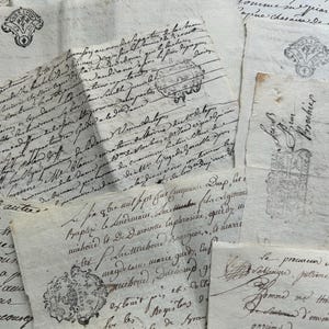 Atemberaubende antike kleine Französisch gestempelt Handschriftliche 1700's Dokument Pergament Altes Papier Ephemera