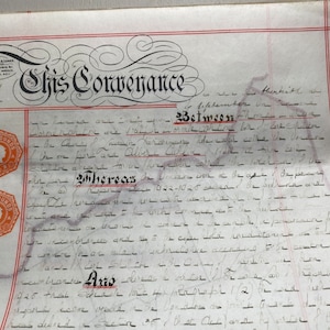 NUOVO STOCK Stupendo antico extra large inglese 1929 pergamena documento legale piano timbro cera vecchia carta effimera