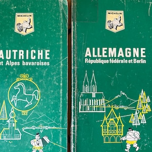 NOUVEAU STOCK Paire de guides Michelin vintage des routes touristiques de l'Allemagne et de l'Autriche, 1966-1967, carte papier éphémère pliable