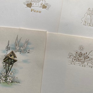 NEUE STOCK Sammlung von 12 unbenutzten ungefalteten Originalmuster Vintage französischen Hochzeitsmenüs und Einladungen Journal Accessory scrapbook